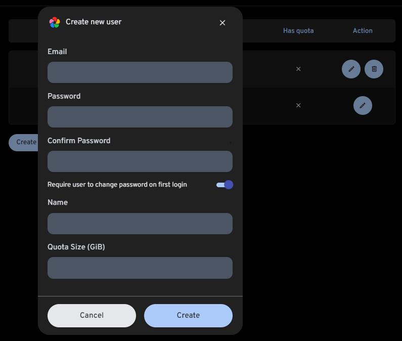 New User Registration Dialog