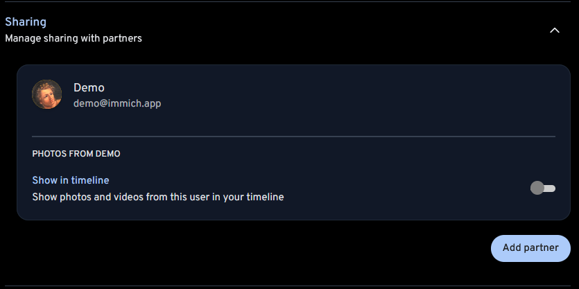 Partner Sharing for the web interface
